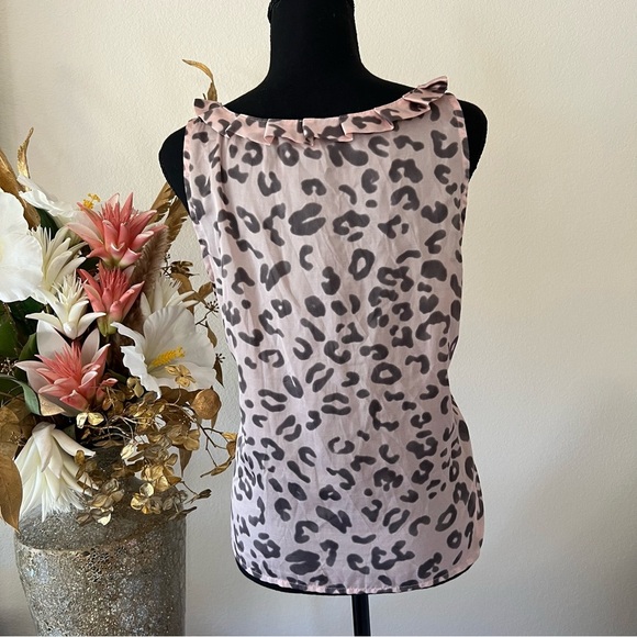 Nine West Suit Separates Sleeveless Pink and Brown Leopard Blouse NWOT - Picture 3 of 8